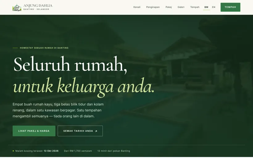 Anjung Dahlia Homestay website