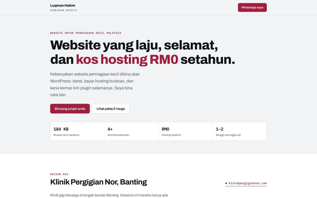 Web service landing page