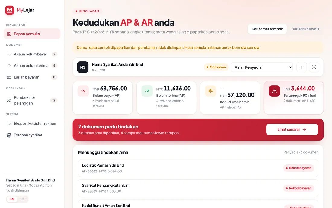 MyLejar AP and AR ledger web app